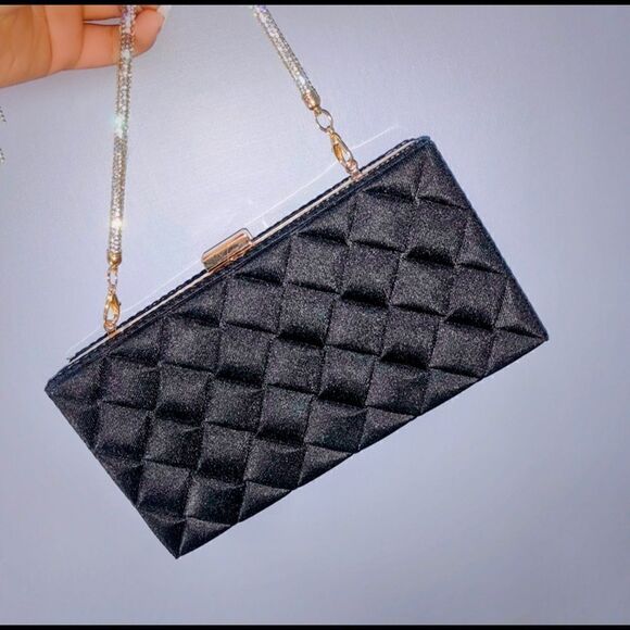 Black Bling Rhombi Rhinestone Purse clutch - Picture 2 of 6